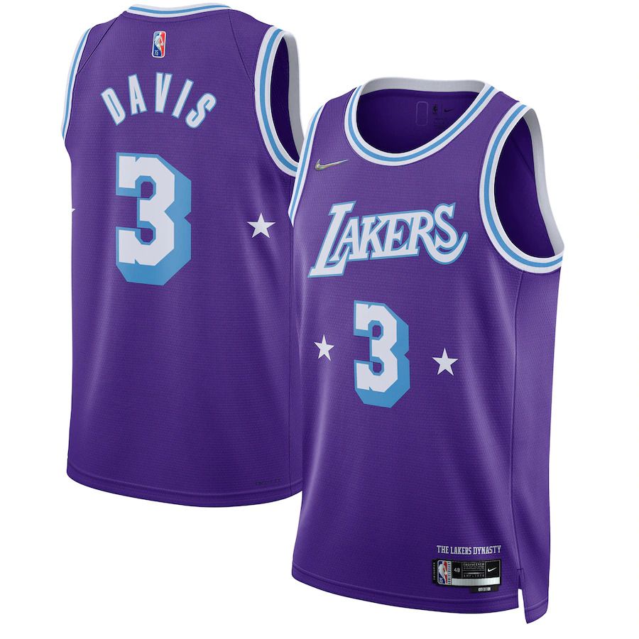 Men Los Angeles Lakers 3 Anthony Davis Nike Purple City Edition Swingman NBA Jersey